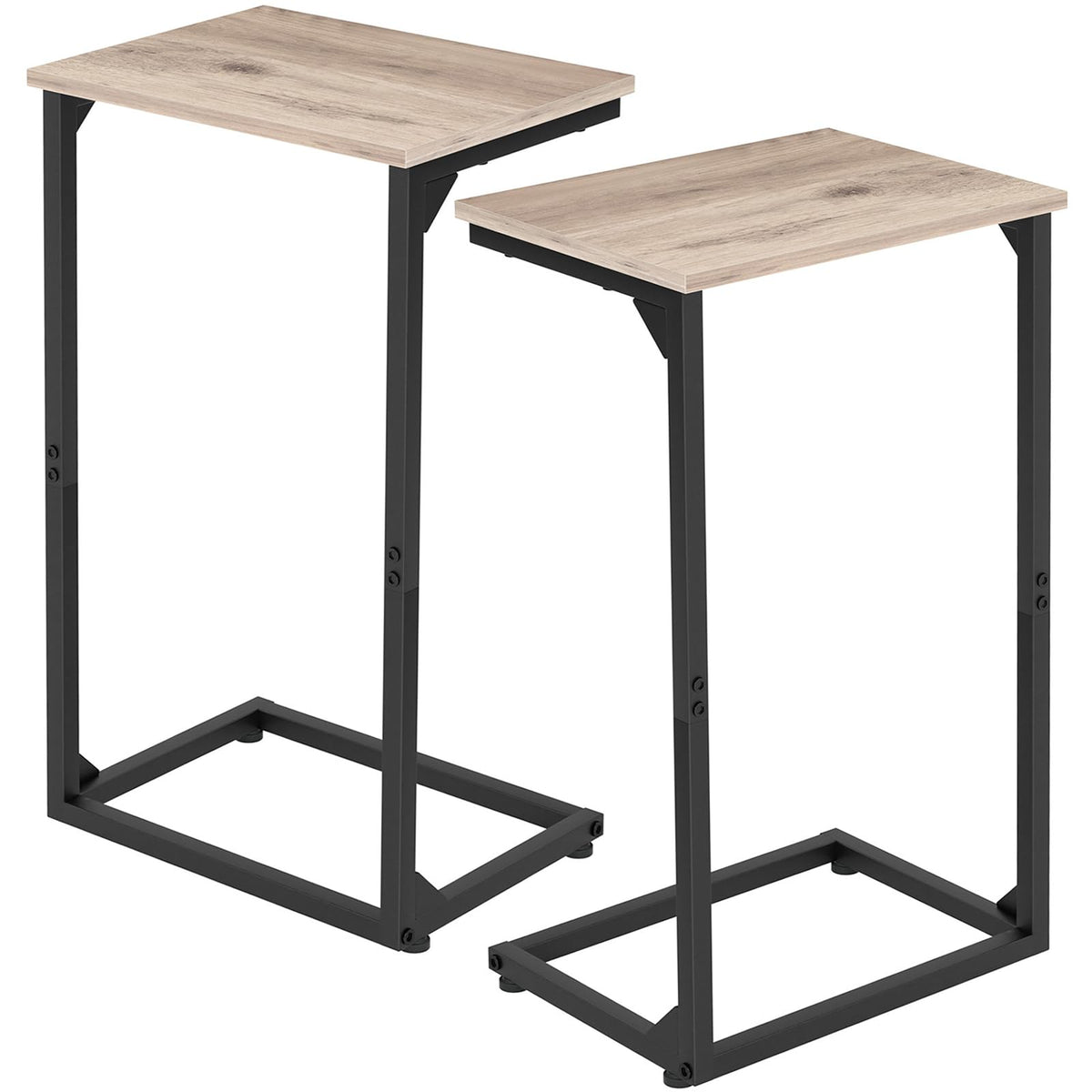 AMHANCIBLE C-shaped end table slides under a sofa for easy access.