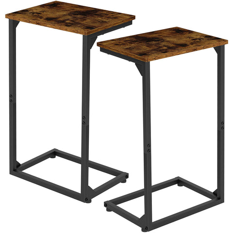 AMHANCIBLE C-Shaped End Table slides under the sofa for compact living spaces