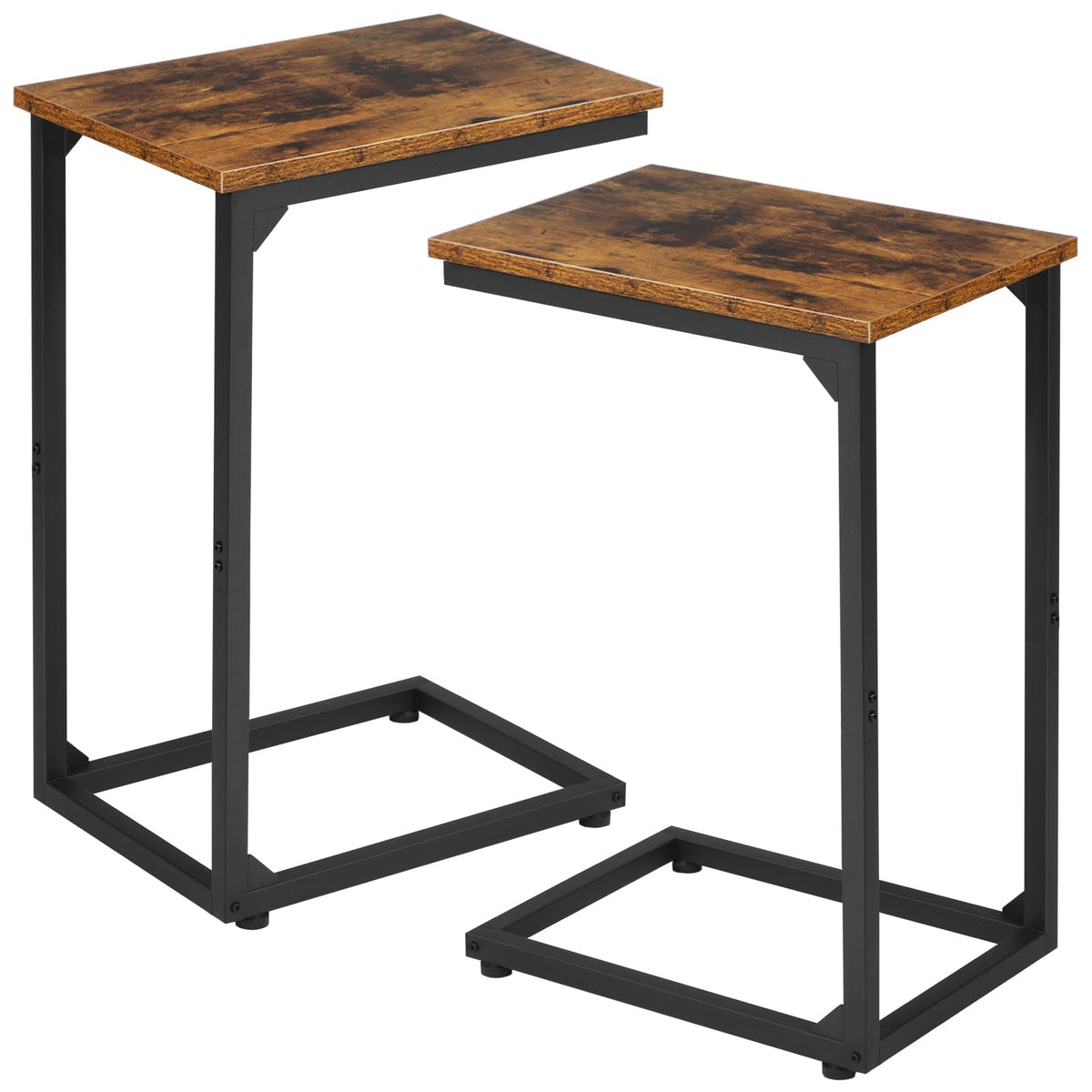 AMHANCIBLE C-shaped side table under couch with wood top for convenient reach