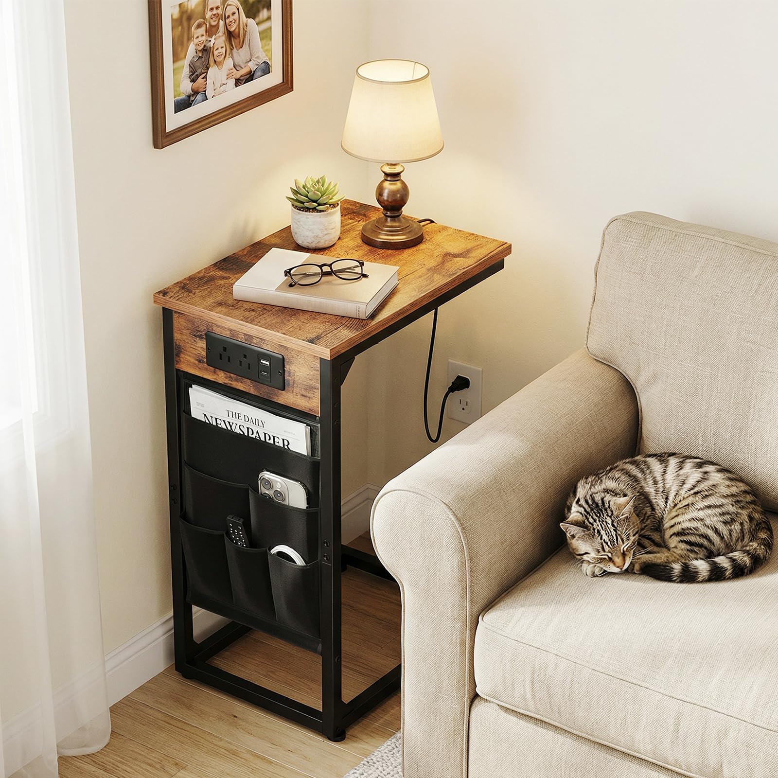 AMHANCIBLE daily-use living room table supports meals, laptops, and beverages within reach.