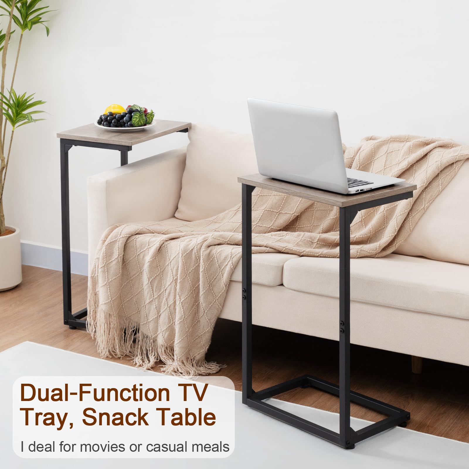 AMHANCIBLE end table with adjustable feet protects floors on uneven surfaces.