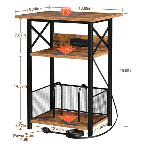 AMHANCIBLE end table wood shelves highlight sturdy storage for magazines and accessories