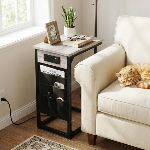 AMHANCIBLE wood top and black metal frame add modern contrast