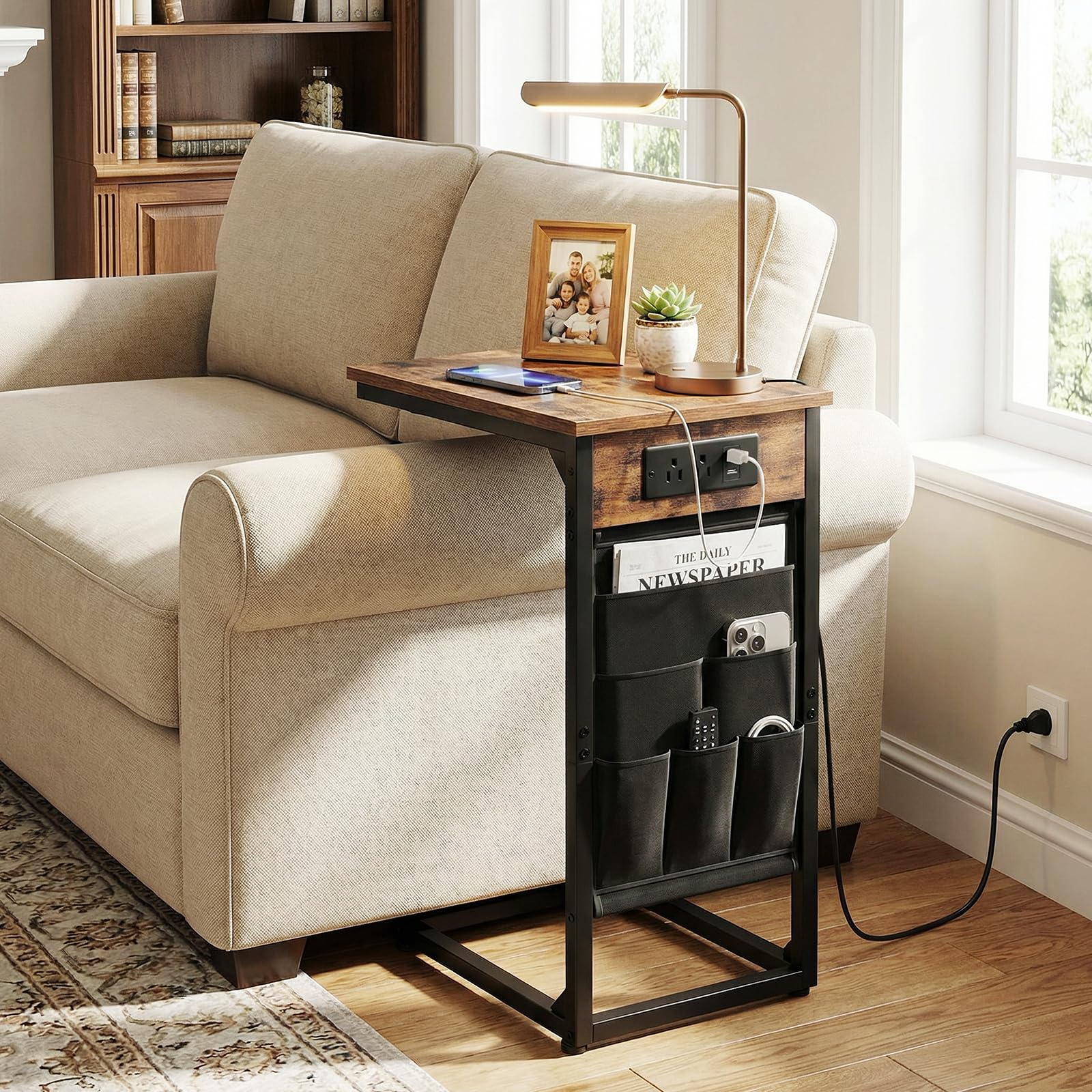 AMHANCIBLE FSC-certified wood top adds natural texture to living room decor.