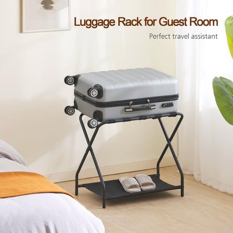 AMHANCIBLE luggage rack adjustable feet stabilize on uneven surfaces