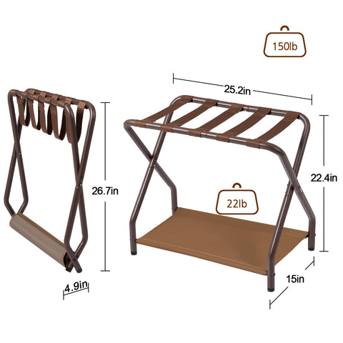 AMHANCIBLE luggage rack bottom shelf capacity up to 22 pounds