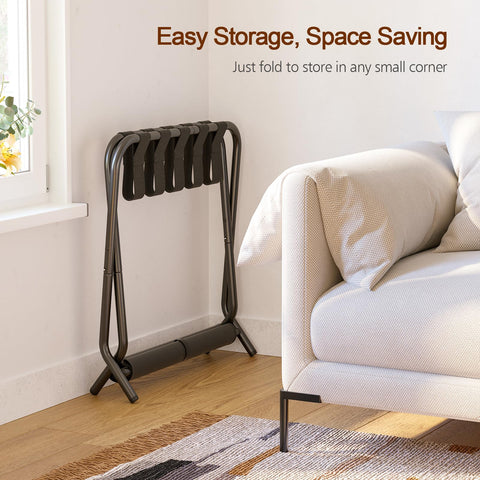 AMHANCIBLE luggage rack folded flat for compact storage under bed or closet