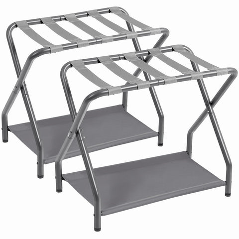 AMHANCIBLE luggage rack folded for compact storage in a closet