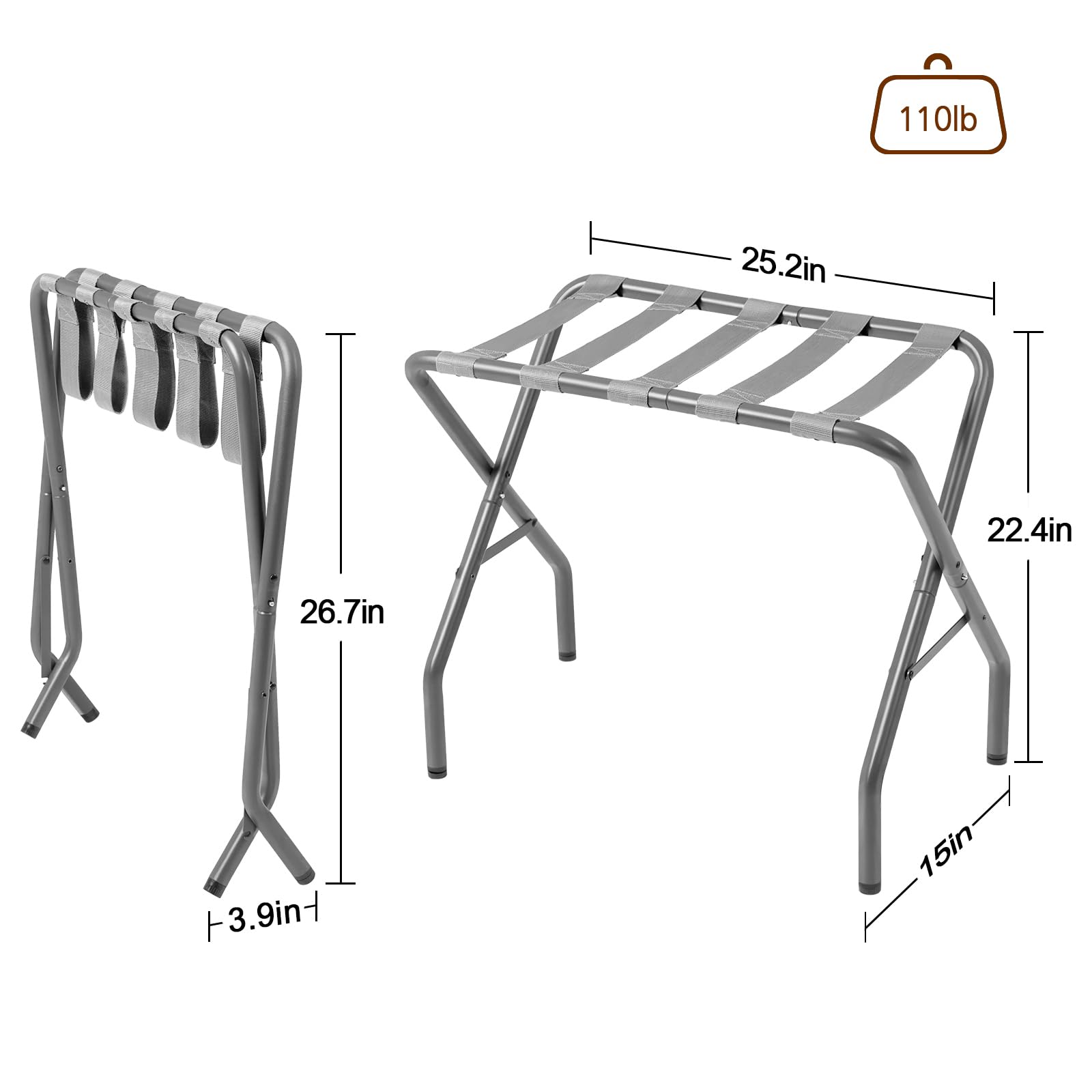 AMHANCIBLE luggage rack folds flat for quick storage after travel