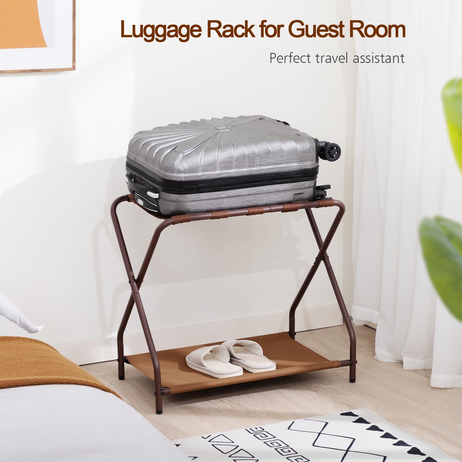 AMHANCIBLE luggage rack full set in a hotel room setup for guests