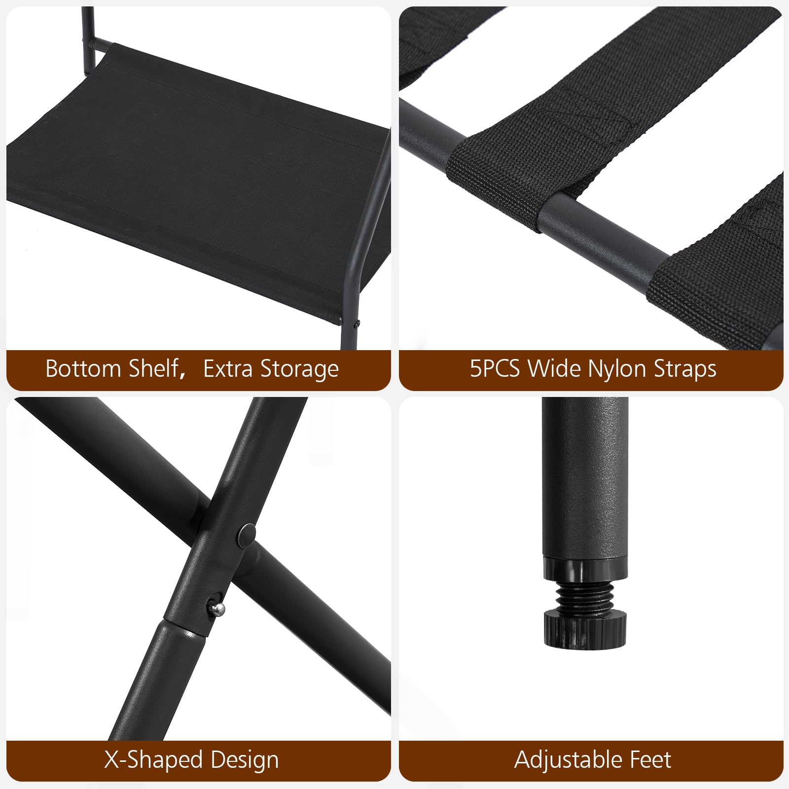 AMHANCIBLE luggage rack nylon straps and steel frame ensure stability during use