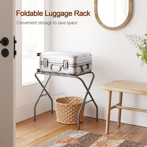 AMHANCIBLE luggage rack with a sturdy steel frame supports up to 110 pounds