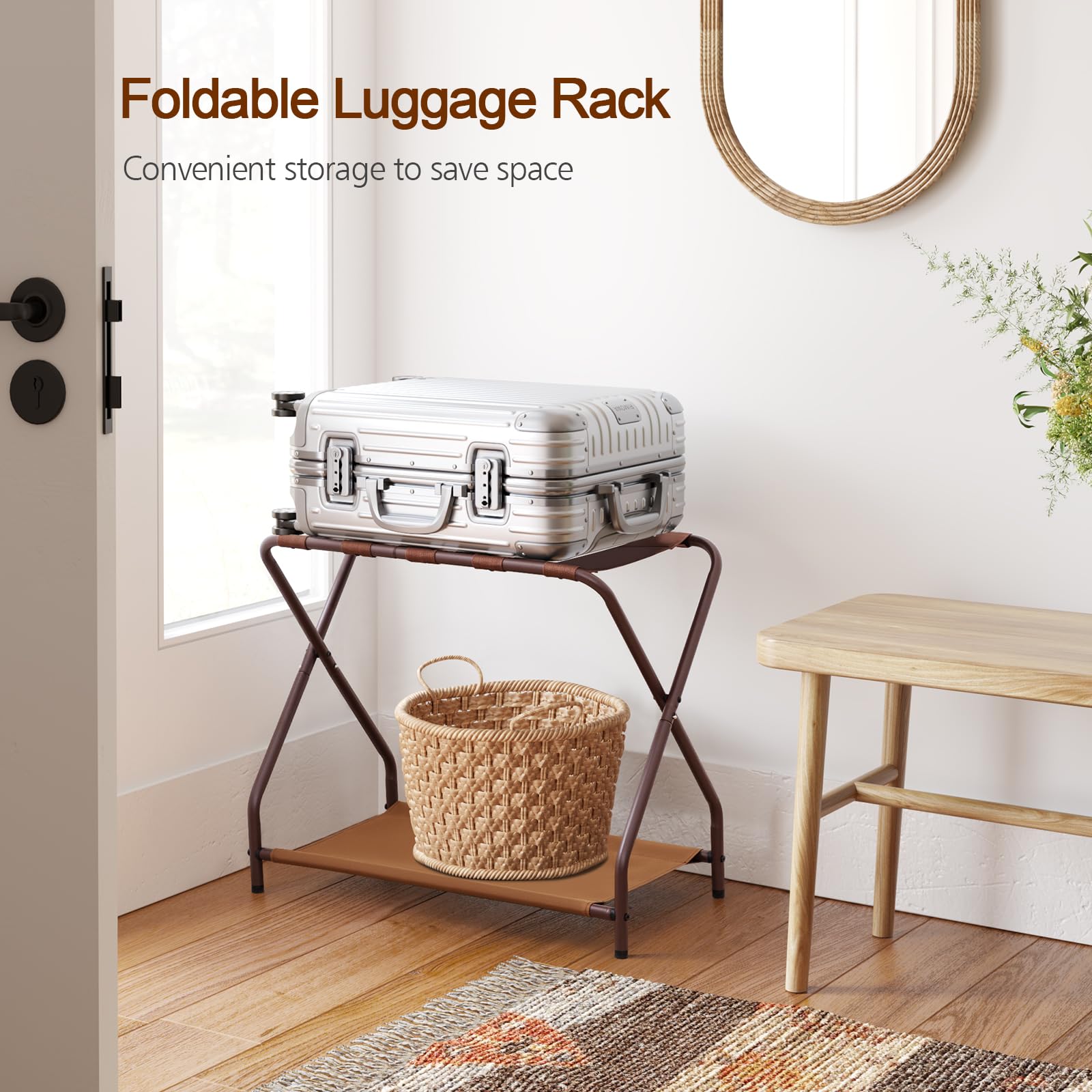 AMHANCIBLE luggage rack top shelf capacity up to 110 pounds