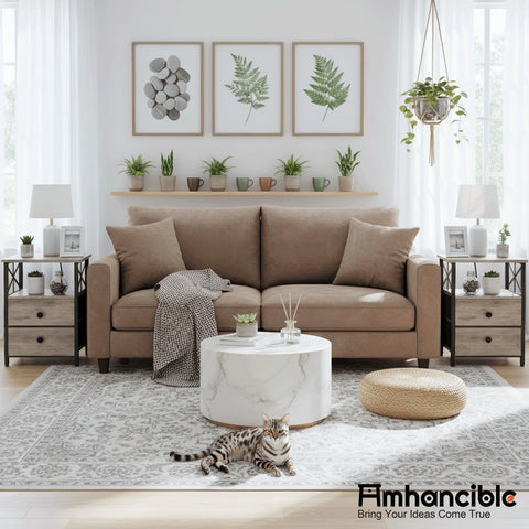 AMHANCIBLE night stand 2 metal frame provides stability and lasting support