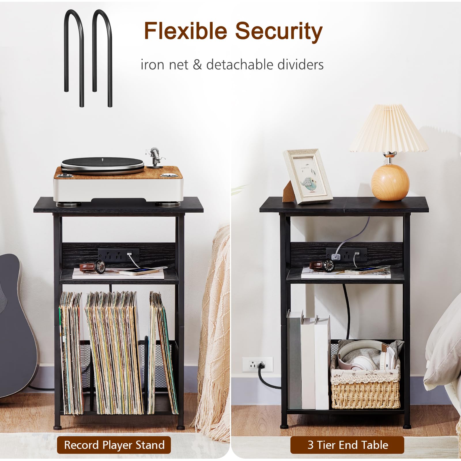 AMHANCIBLE record player stand bottom cabinet stores over 100 records