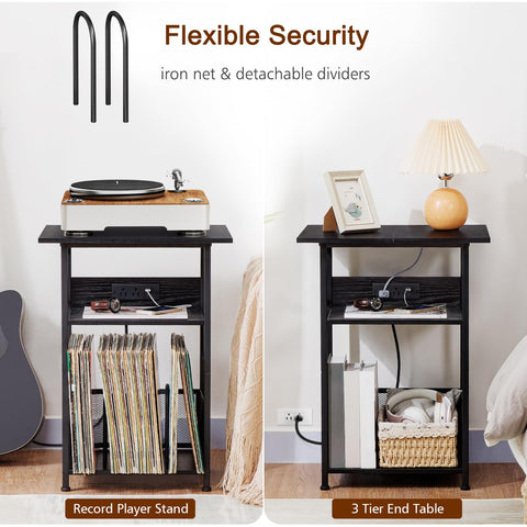 AMHANCIBLE record player stand bottom cabinet stores over 100 records