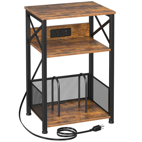 AMHANCIBLE record player stand with charging station on top for organized setup