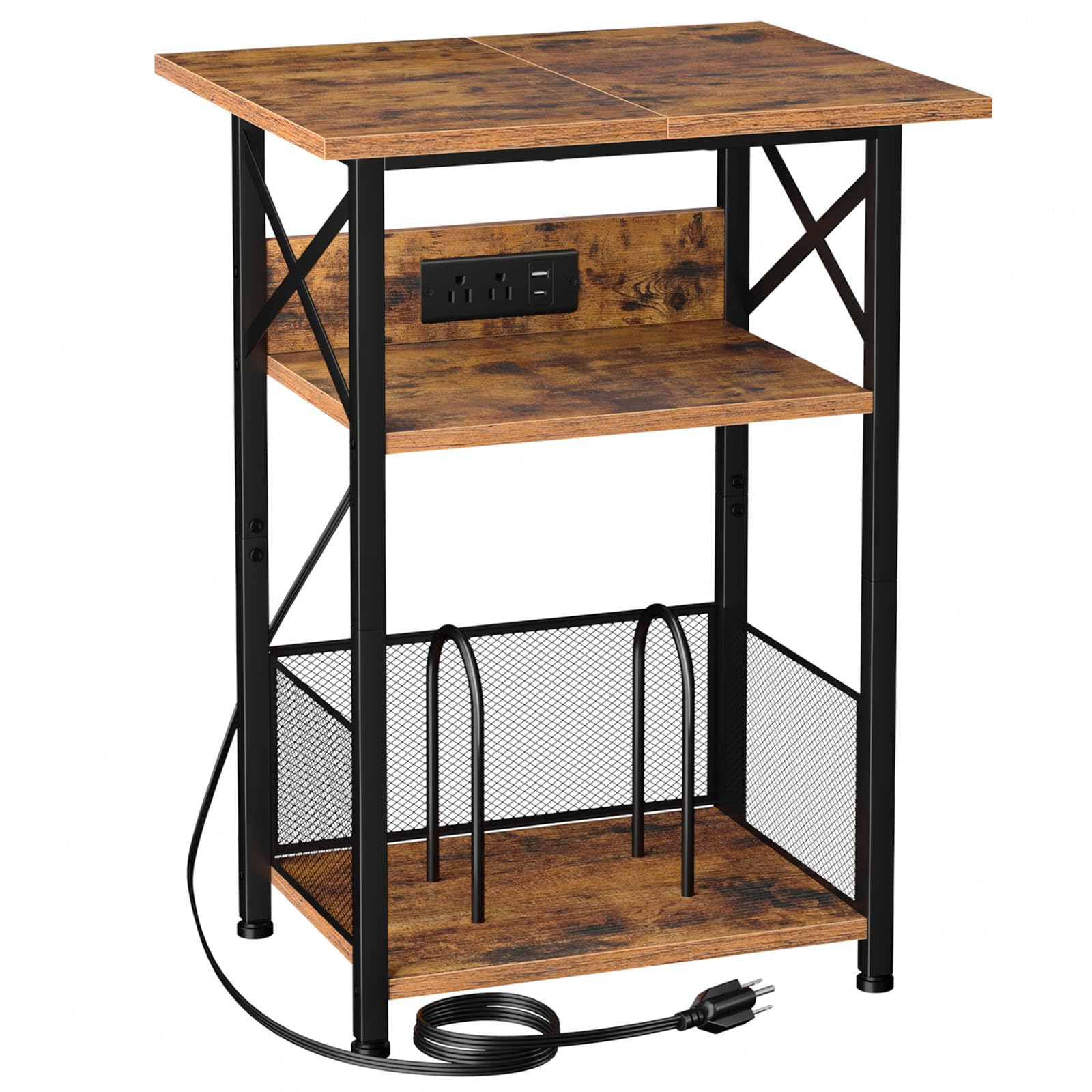 AMHANCIBLE record player stand with charging station keeps devices powered while you play vinyl