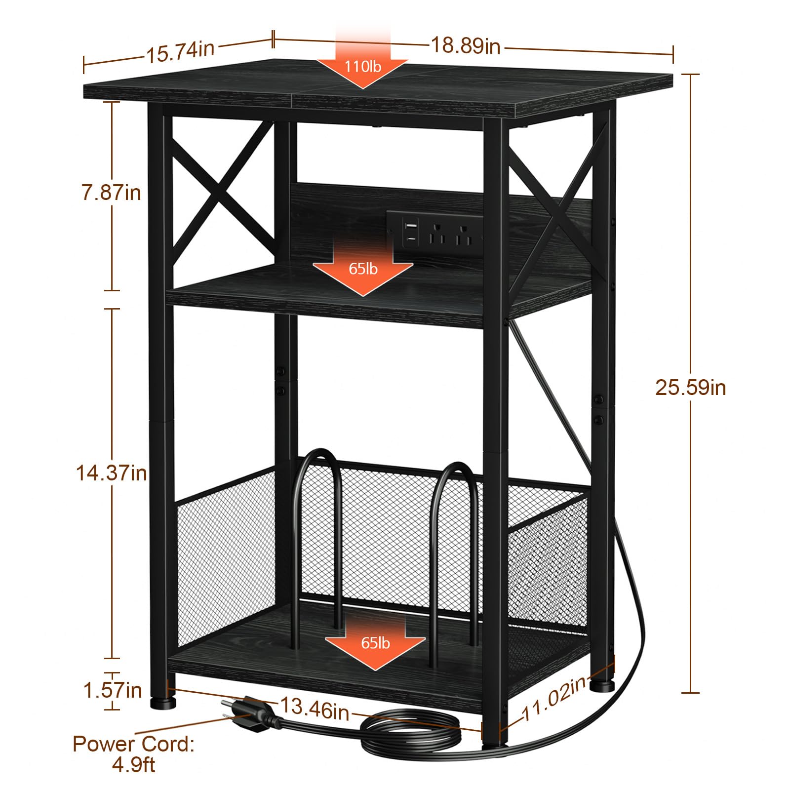 AMHANCIBLE record player stand side view highlighting sturdy steel frame