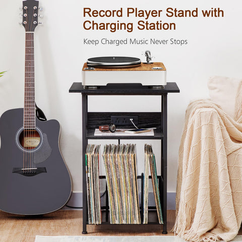 AMHANCIBLE record player stand top view showing wide surface for large turntables