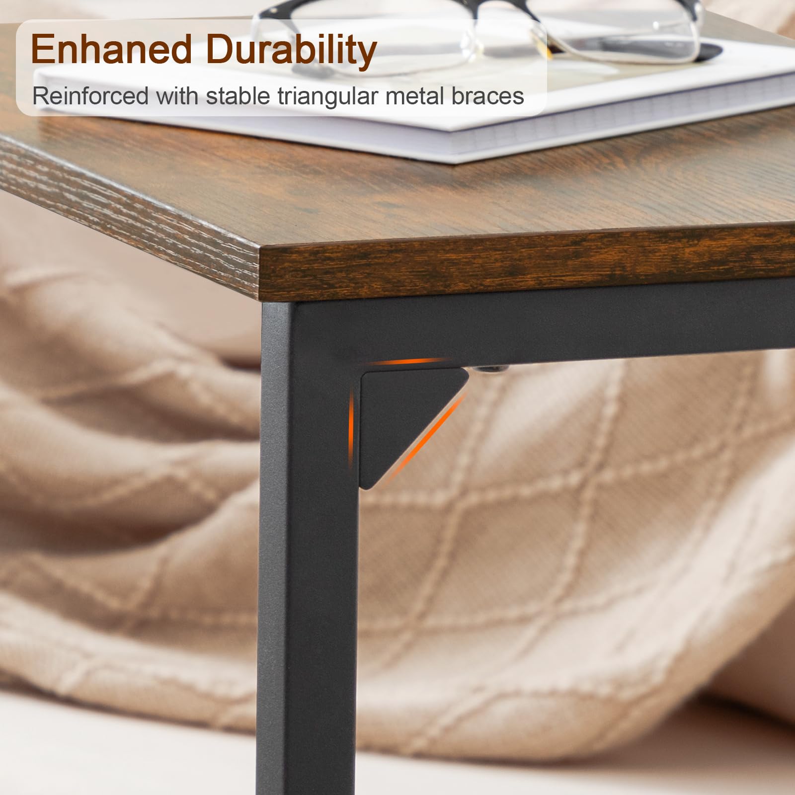 AMHANCIBLE Rustic brown finish End Table complements modern and industrial decor