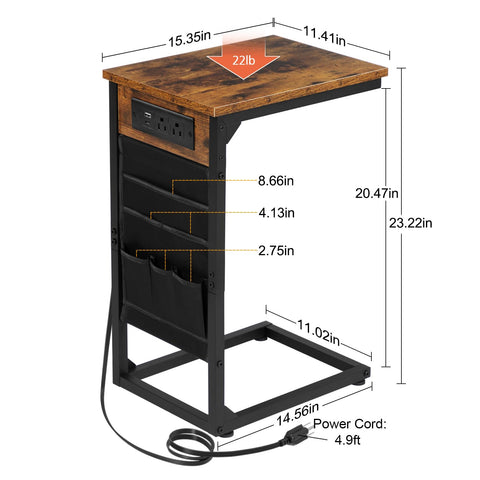 AMHANCIBLE sturdy end table with adjustable feet protects floors on uneven surfaces.