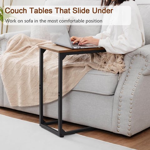 AMHANCIBLE TV tray side table keeps drinks and snacks within arm’s reach.