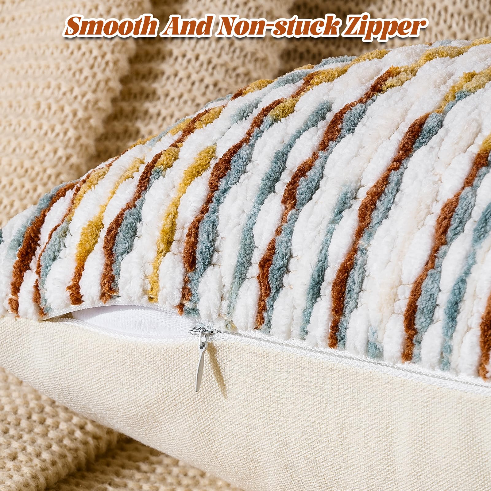 AmHoo pillow cover features colorful tassels on pillow for playful texture