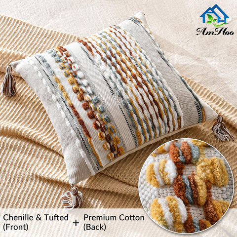 AmHoo pillow cover tassels detail adds playful texture to decor