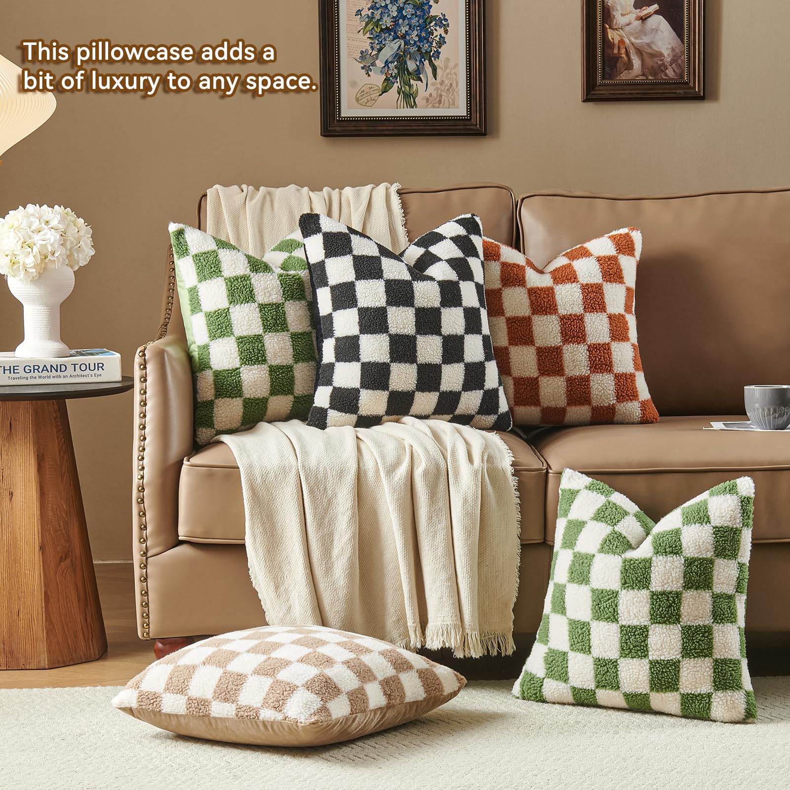 AmHoo fluffy faux sherpa texture adds warmth to decor.