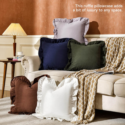 AmHoo Pack2 18x18 pillow cover fits standard inserts, cream white