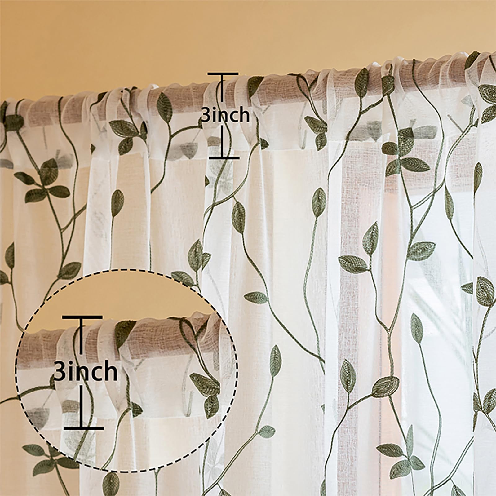 AmHoo rod-pocket curtains are easy to hang with a 3-inch inner pocket.