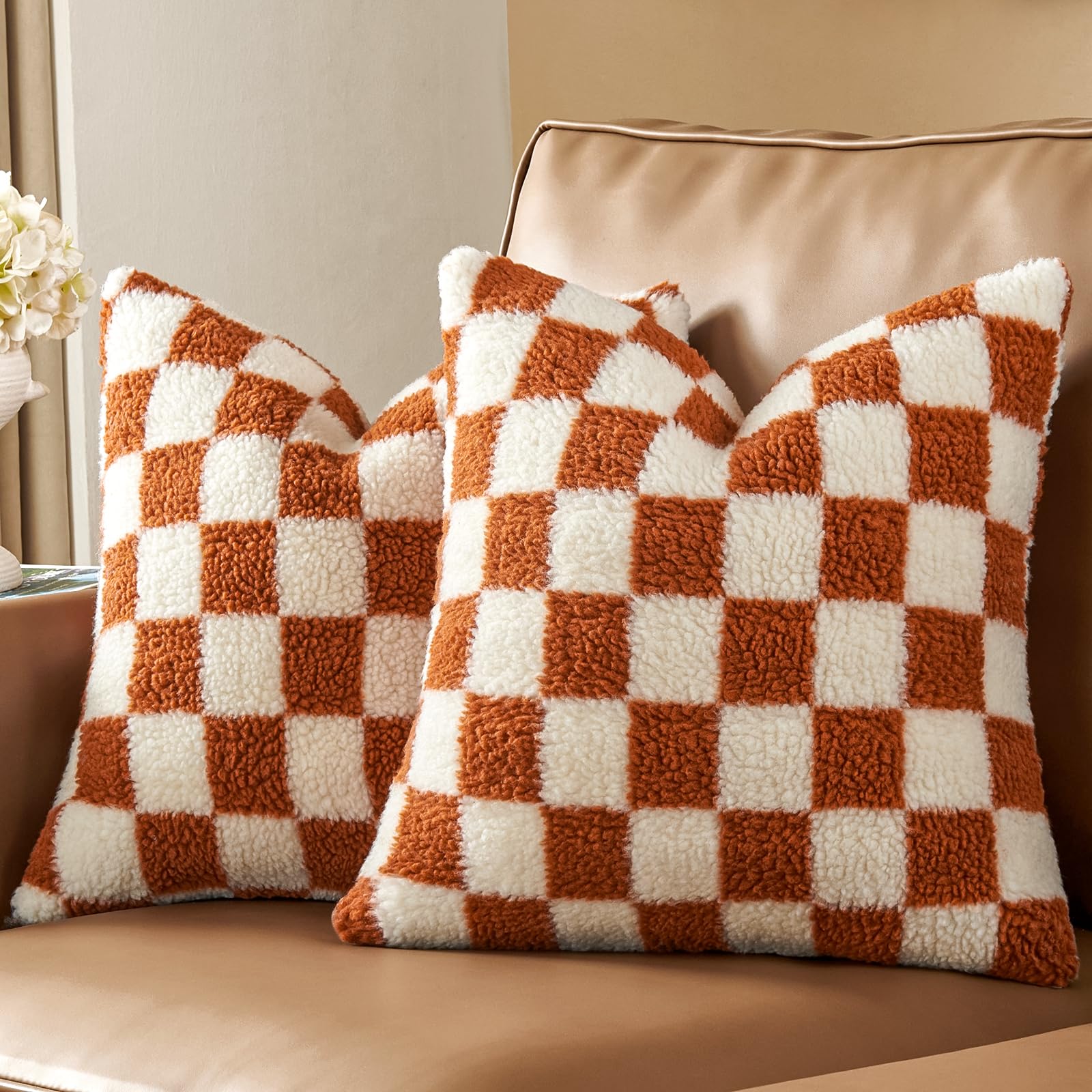 AmHoo velvet back burn orange pillow cover for versatile styling.