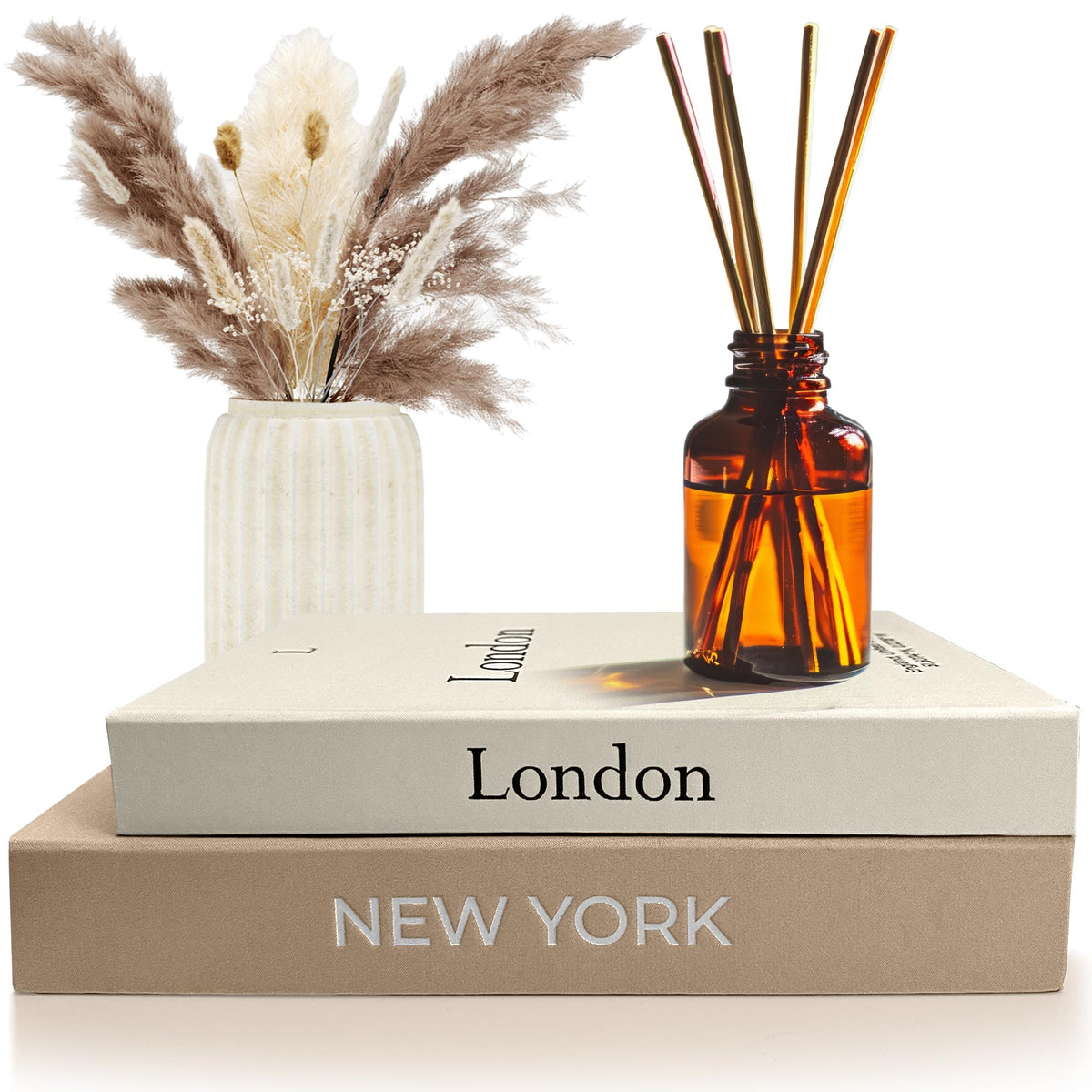 AMINALUX faux book storage boxes on a coffee table with hidden storage and elegant linen finish