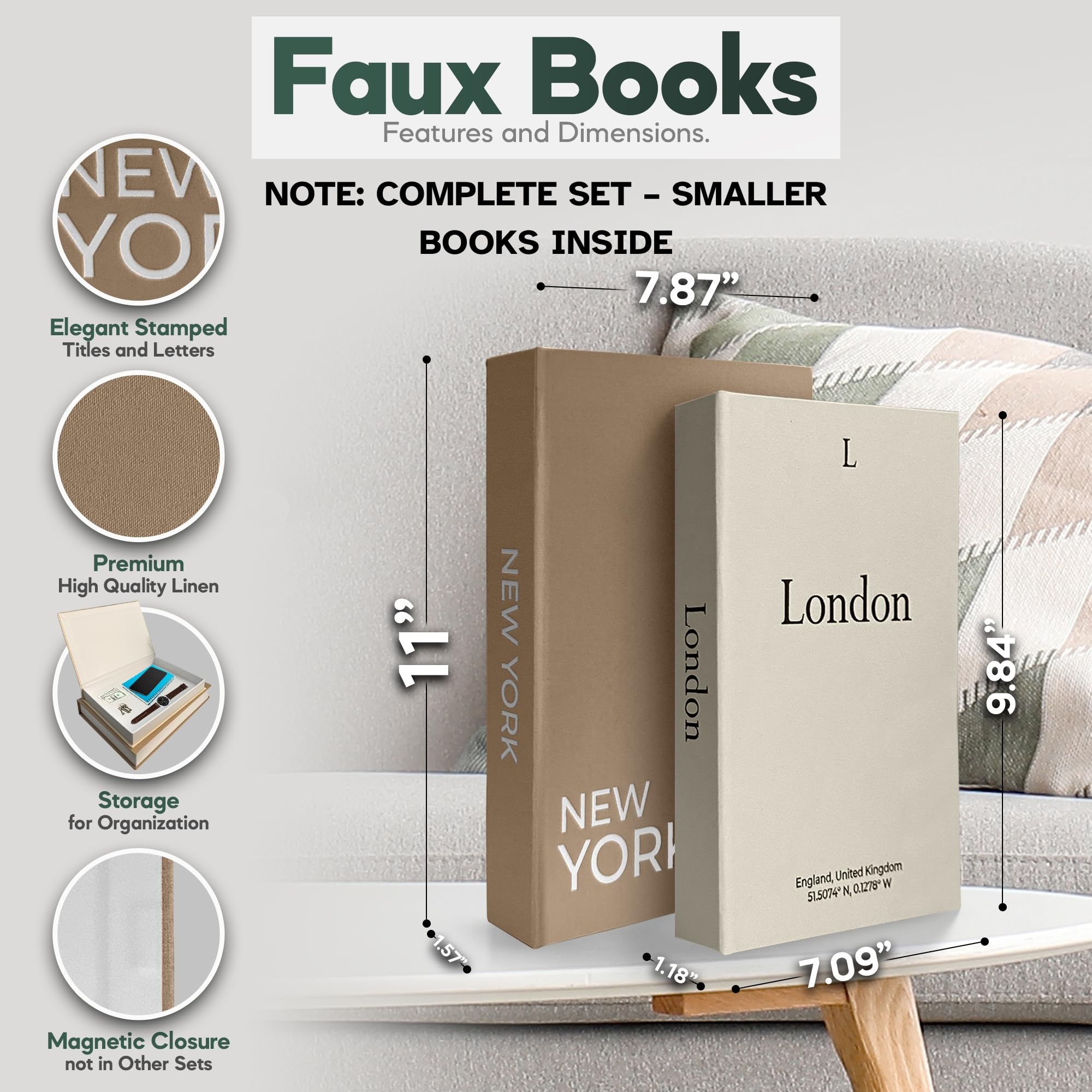 AMINALUX hidden storage visible inside hollow book for remotes and keepsakes