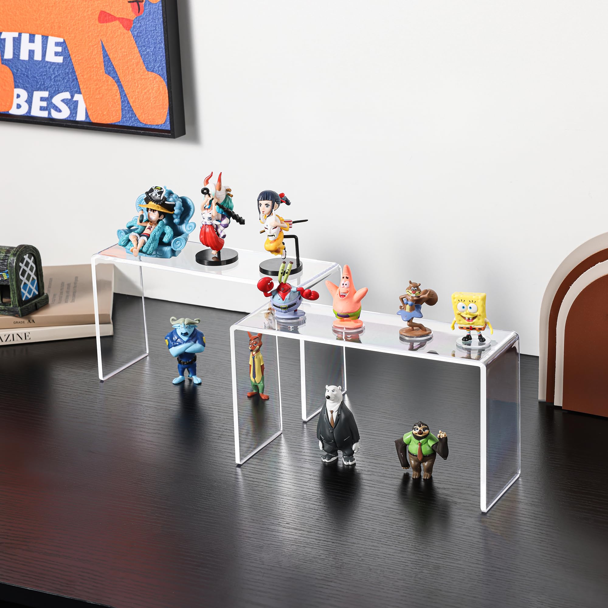 Aminigram 4-pack acrylic risers side view for compact organization