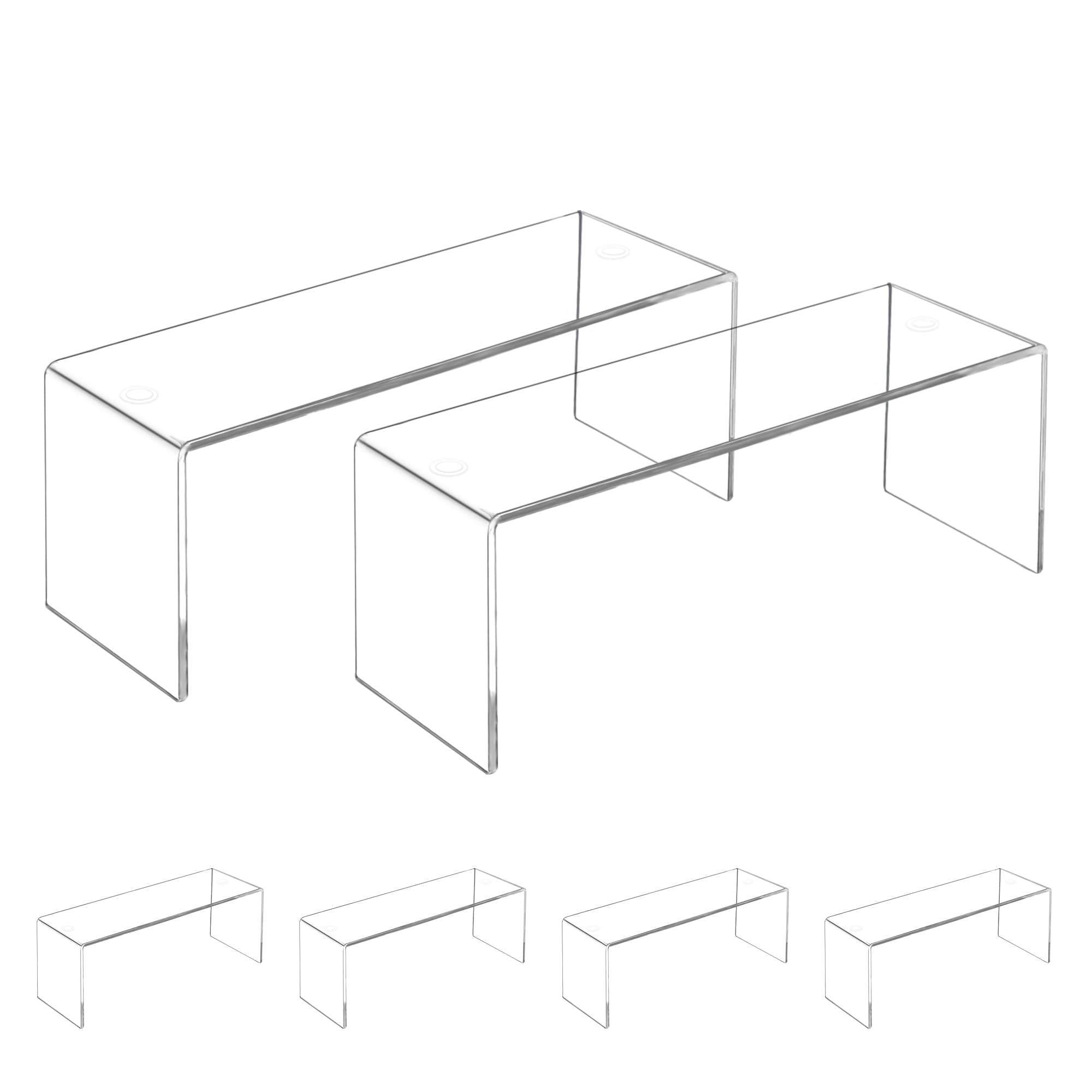 Aminigram four pack large acrylic risers top view for clear space saving displays
