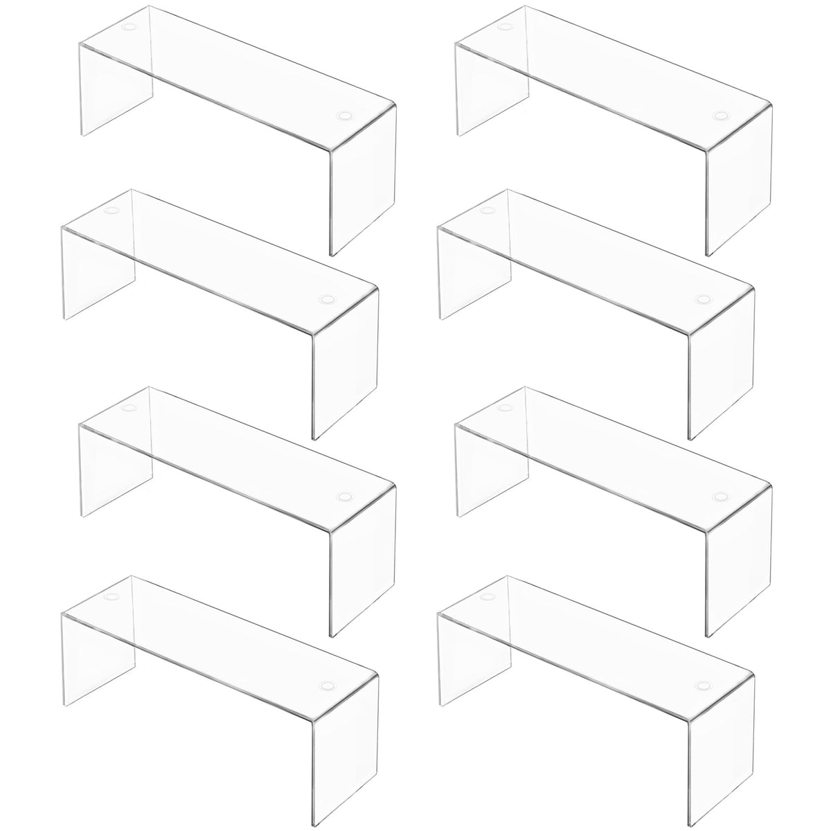 Aminigram 8-pack large acrylic risers for clear cupcake displays and space-saving organization.