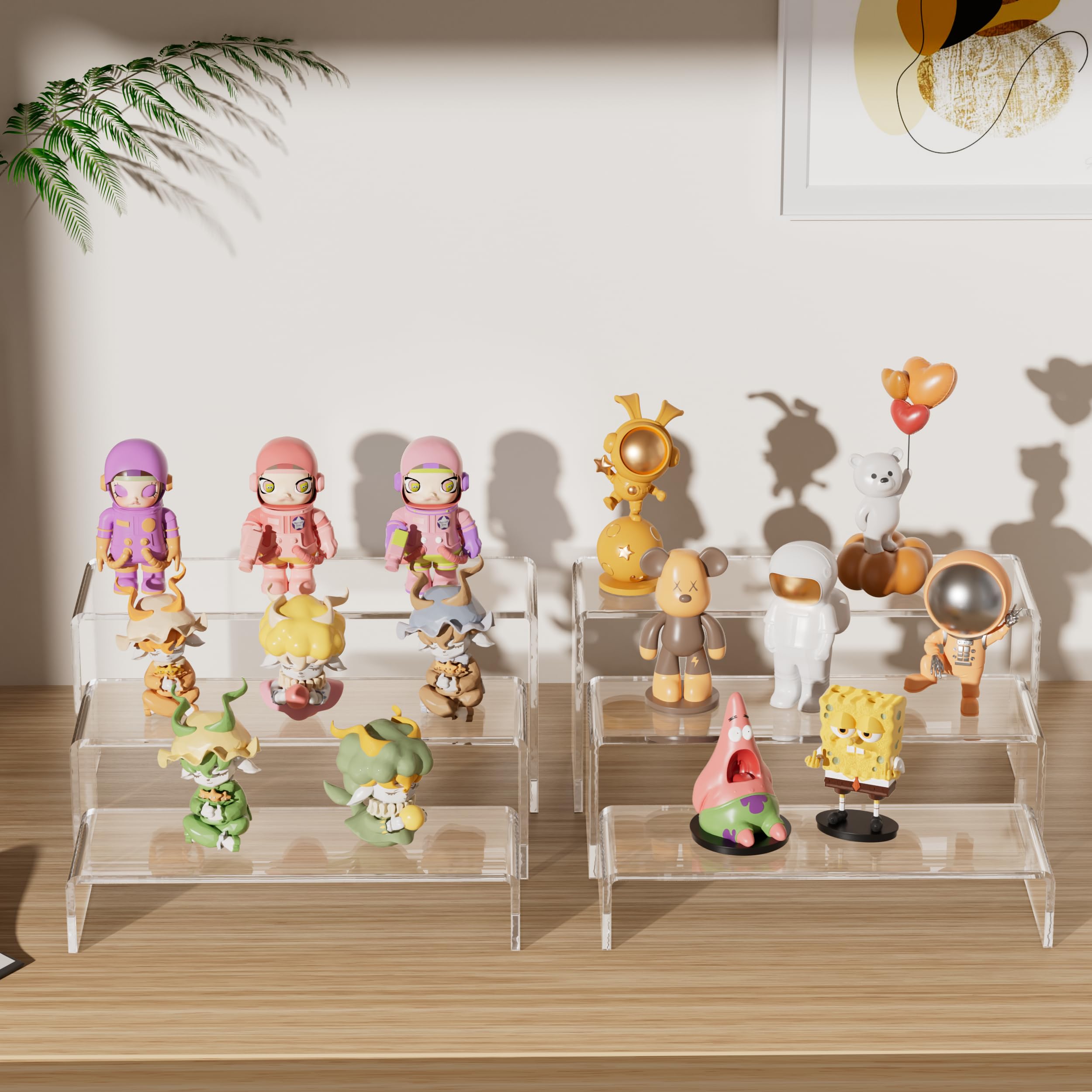 Aminigram display risers highlight collectibles with a floating-edge finish and stable platform.