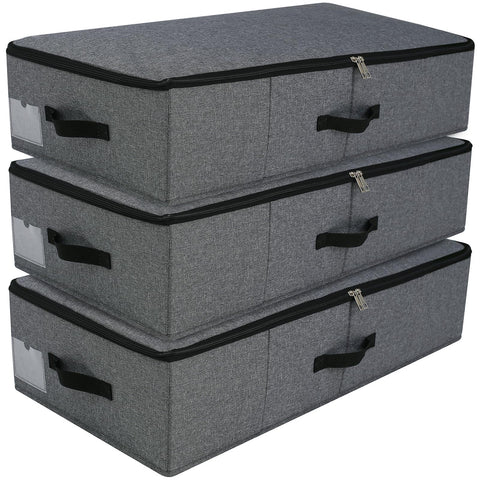AMJ large under-bed storage container front view with lid for organized space