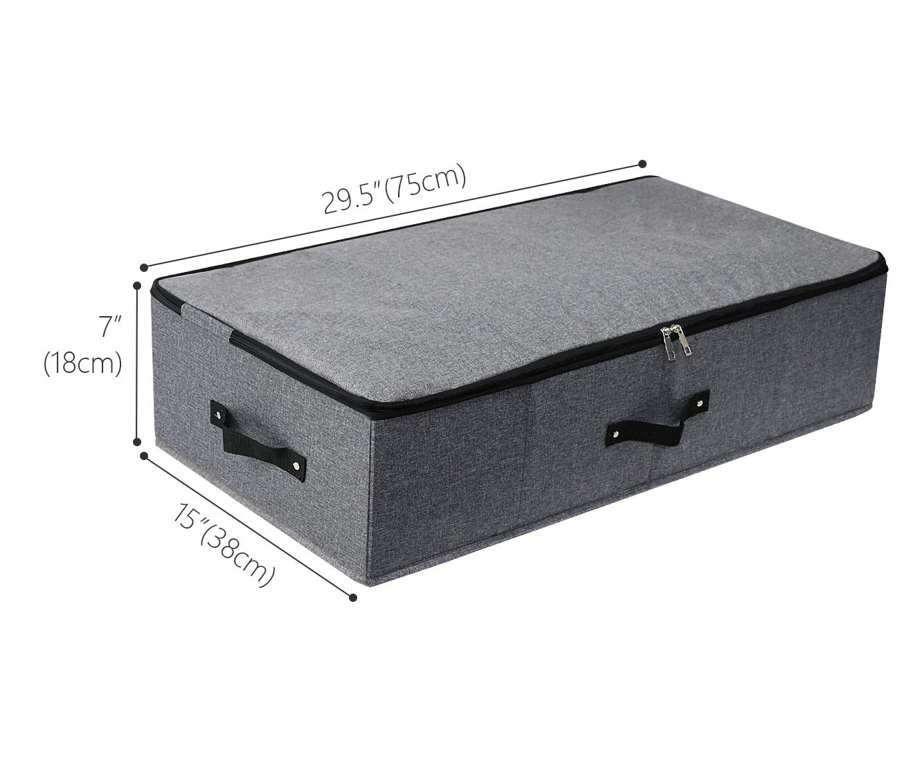 AMJ storage box with zip lid and reinforced handles for durability