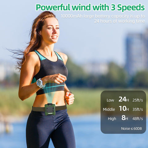 AMKEN waist fan with 10000mAh battery for long shifts and emergencies