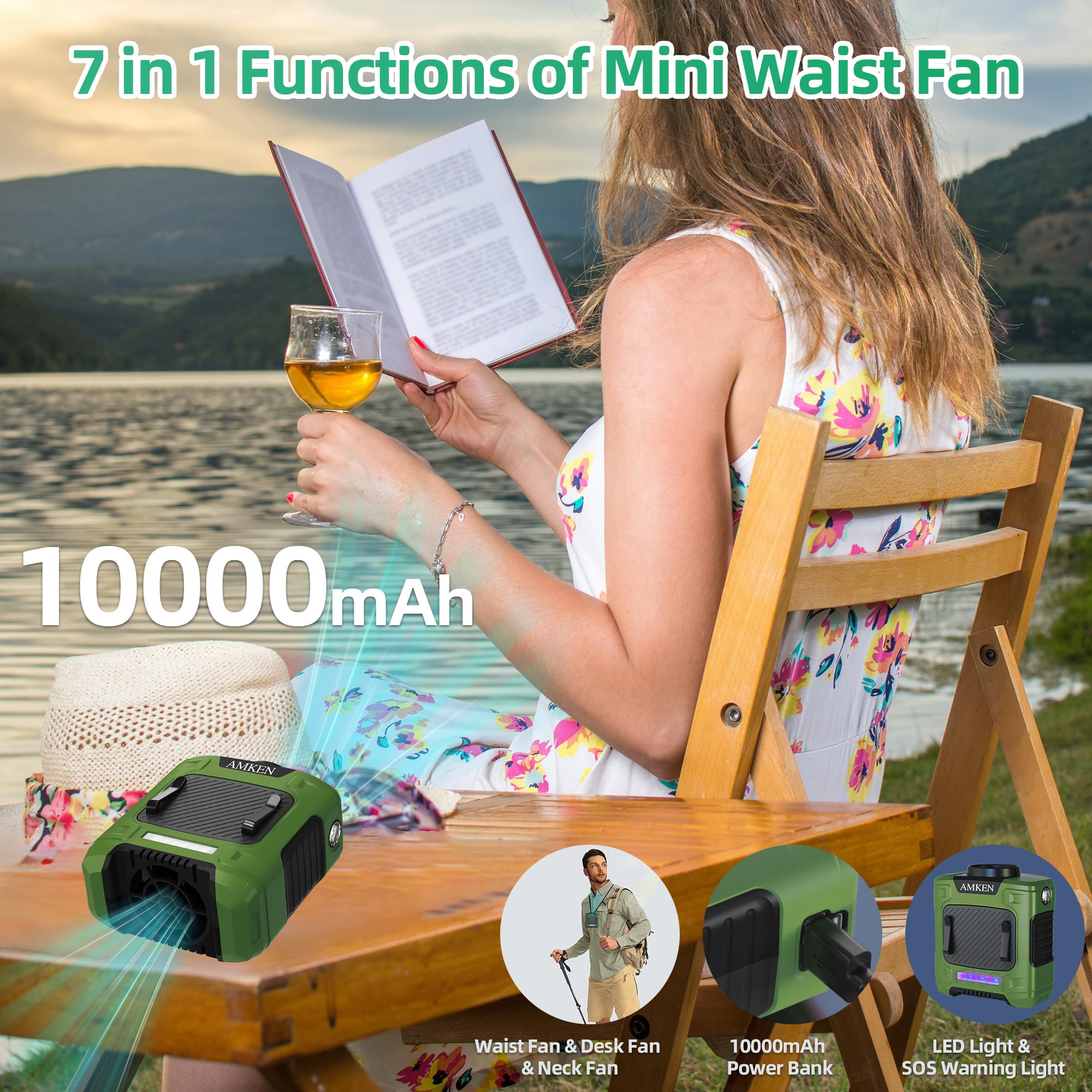 AMKEN waist fan 7-in-1 design offers versatile wear for work and outdoors