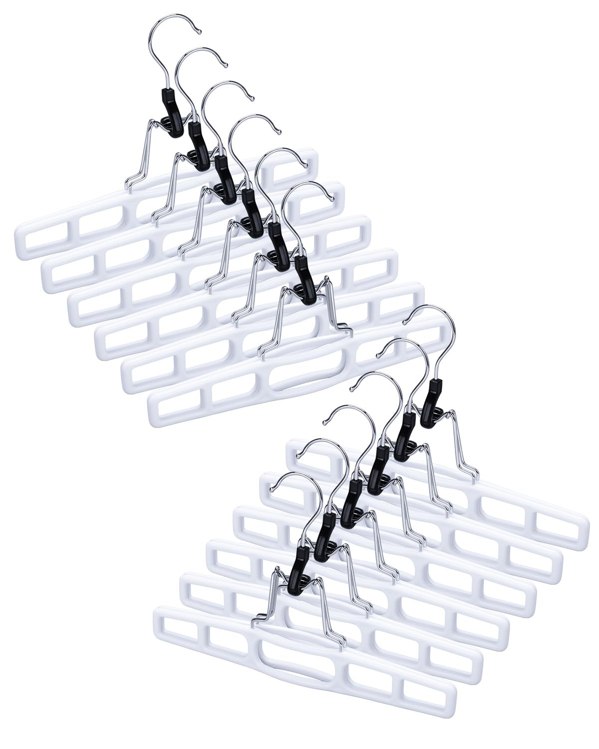AMKUFO 20-pack pant hangers neatly organize pants and save closet space.