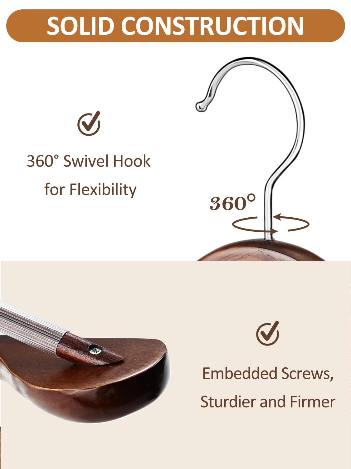 AMKUFO 360 swivel hook for easy hang and access.