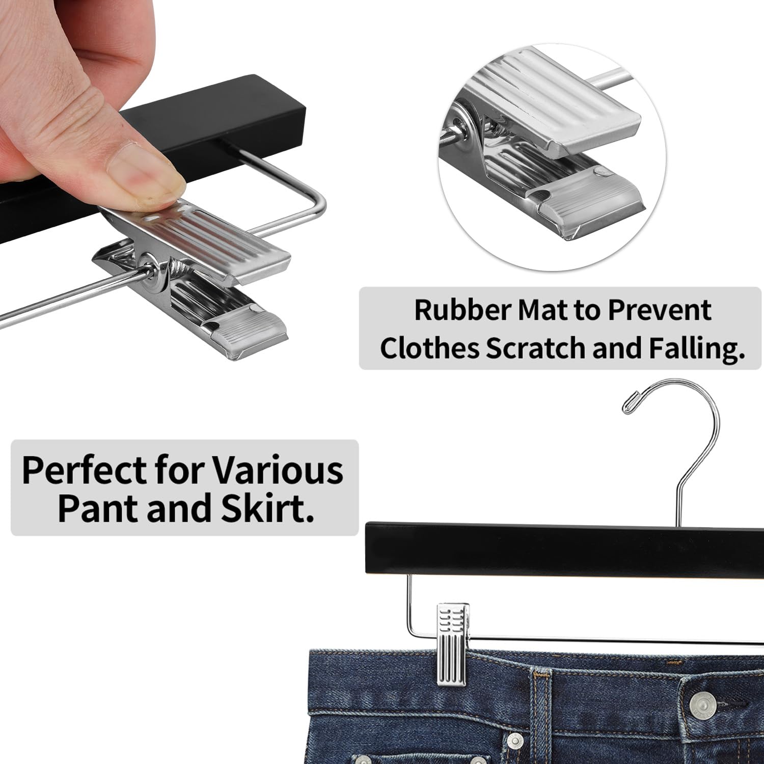 AMKUFO adjustable clips fit various waist sizes securely.