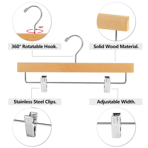 AMKUFO flat profile wooden hangers save closet space and look elegant