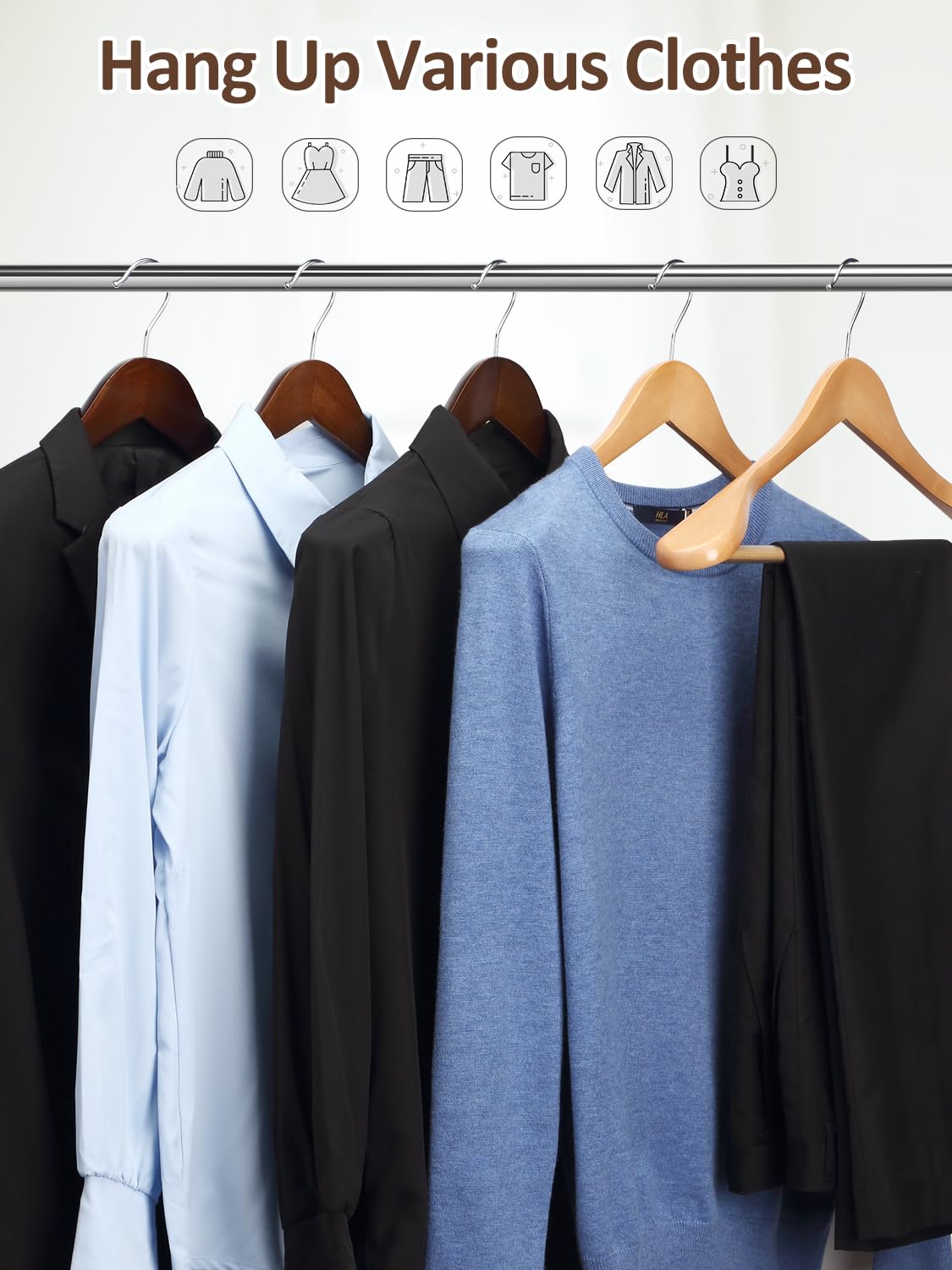 AMKUFO heavy-duty coat hanger for thick jackets and suits.
