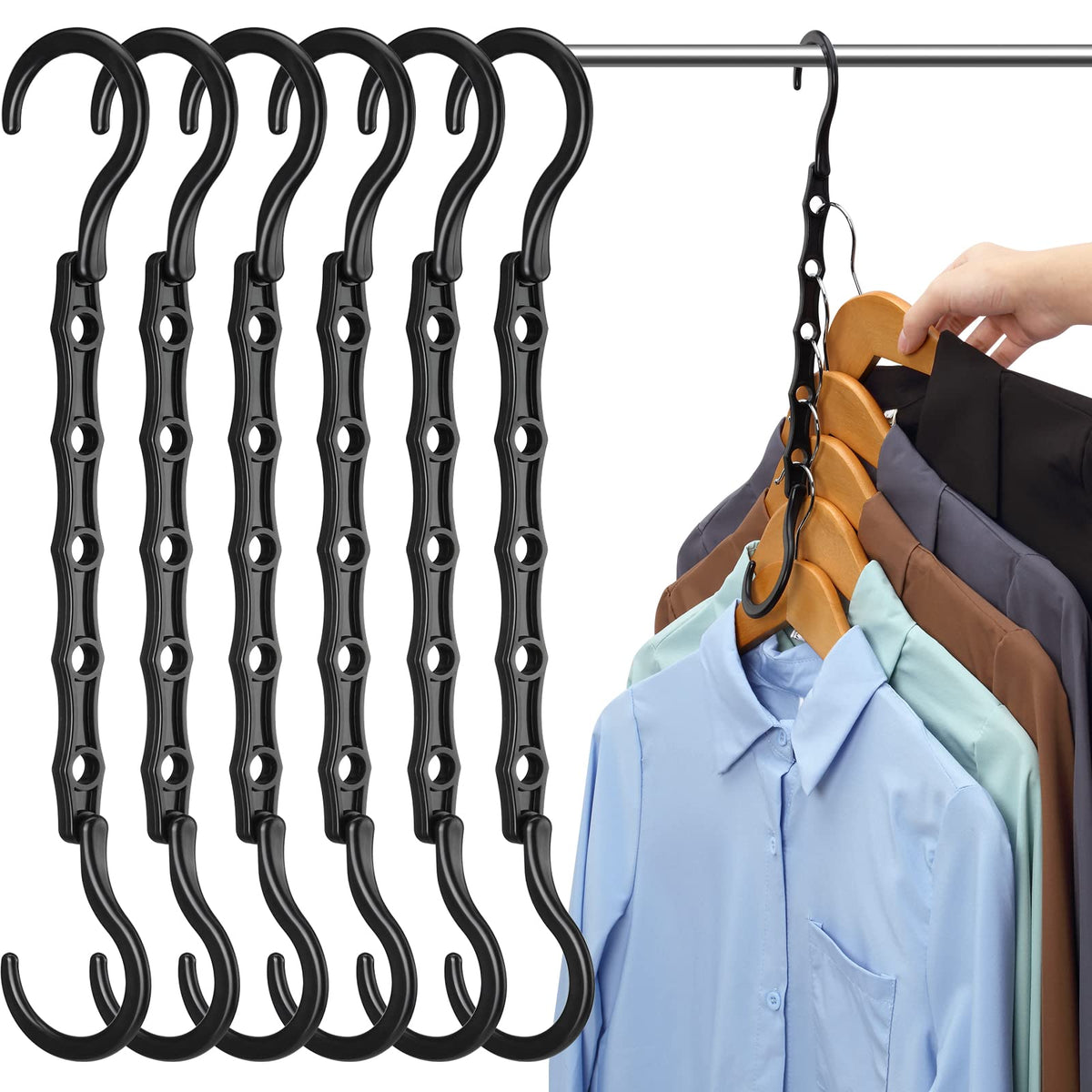 AMKUFO Magic Hangers 20-pack showcased for space-saving closet organization