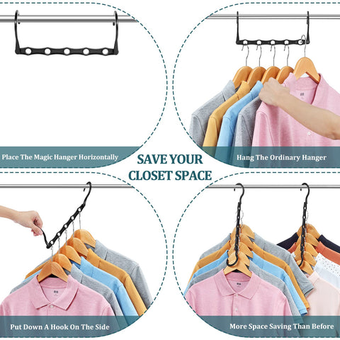 AMKUFO Magic Hangers in horizontal setup maximizing closet space